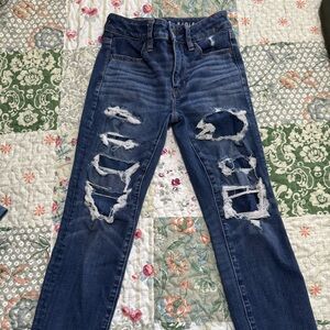Distressed Blue Jeans